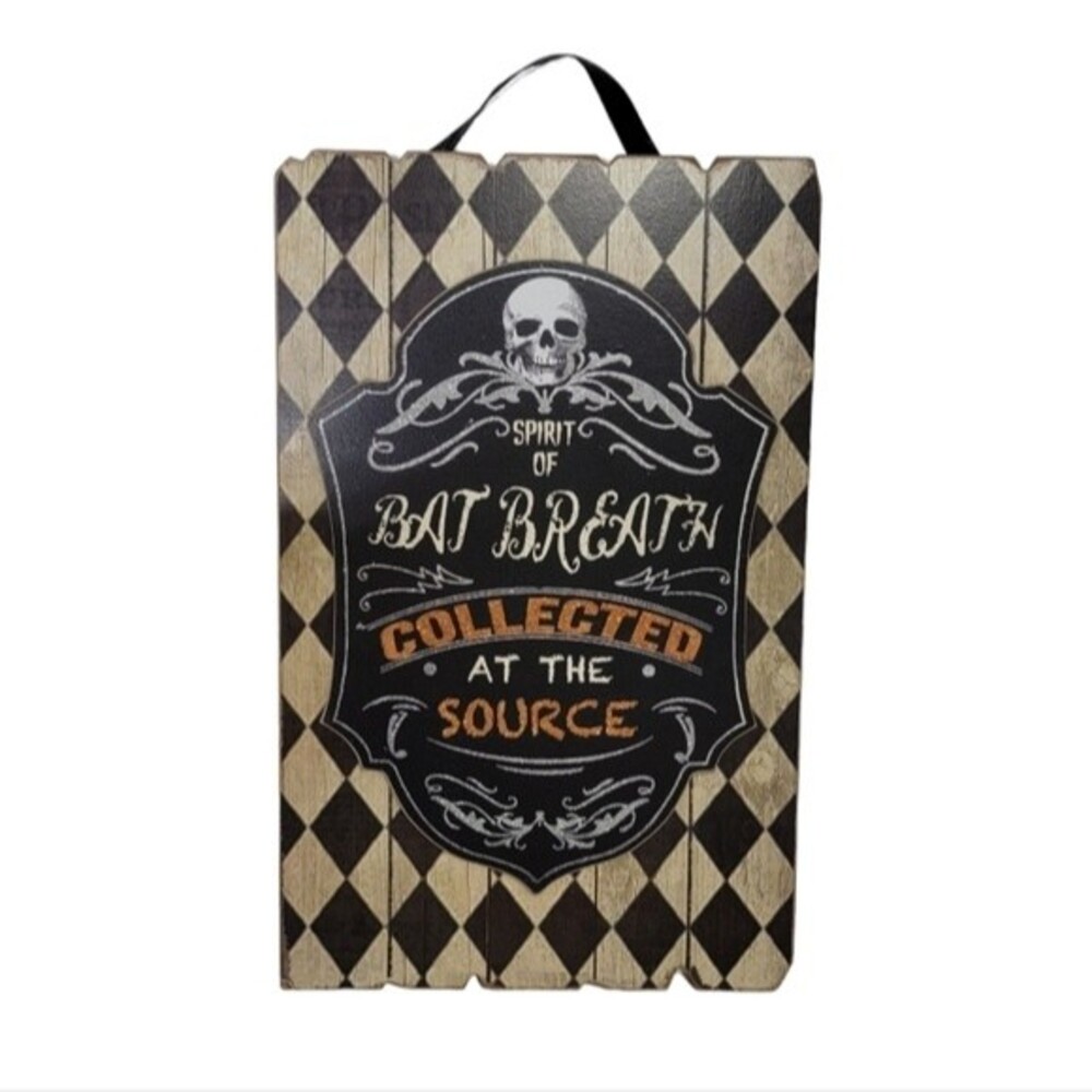 Halloween wall Plaque 15" x 9.5" bat breath glitter MDF wood  3D *